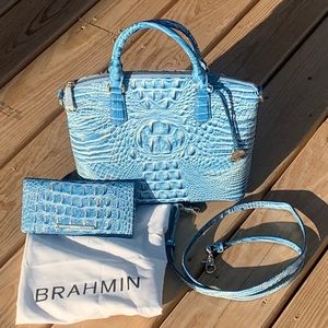 Sky Blue Brahmin Leather Bag & Wallet